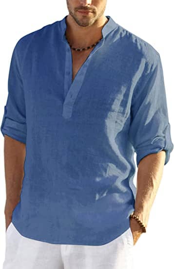 Katoen Linen Shirt met V Hals