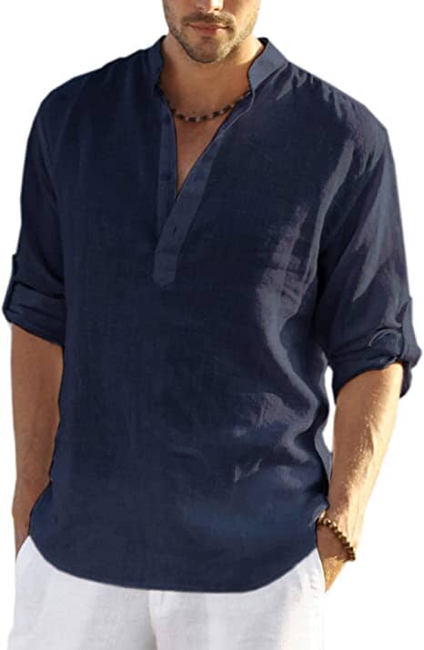 Katoen Linen Shirt met V Hals