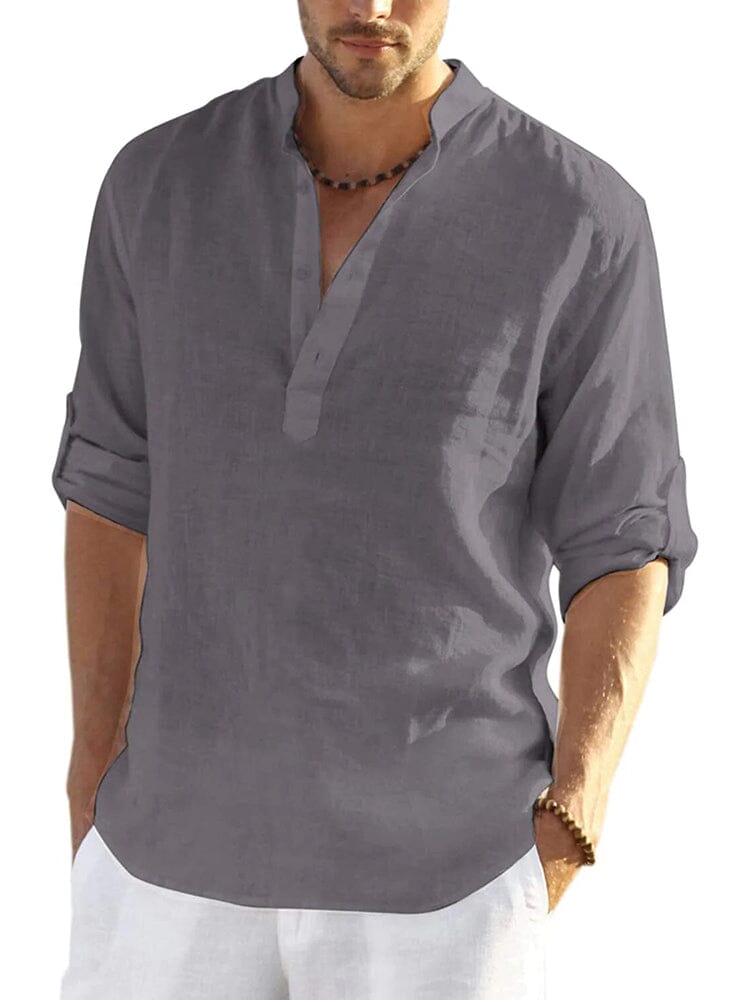 Katoen Linen Shirt met V Hals