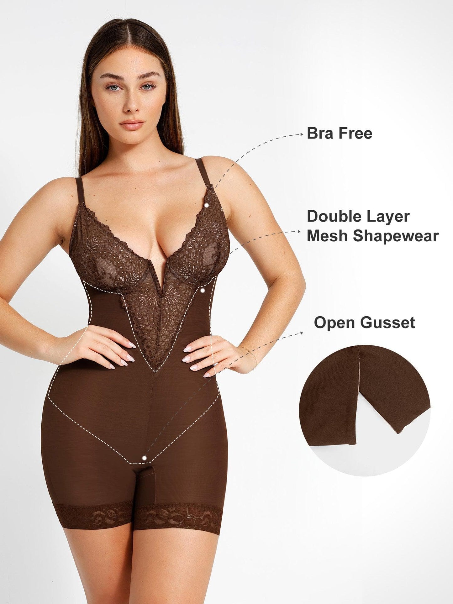 Tigress Diep-V Nek Bodysuits of Leren Rok