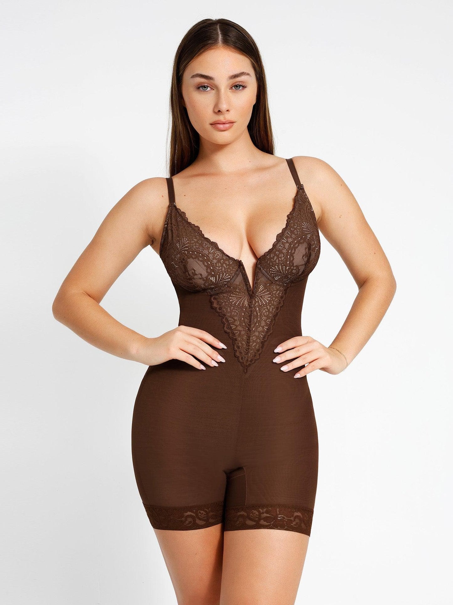 Tigress Diep-V Nek Bodysuits of Leren Rok