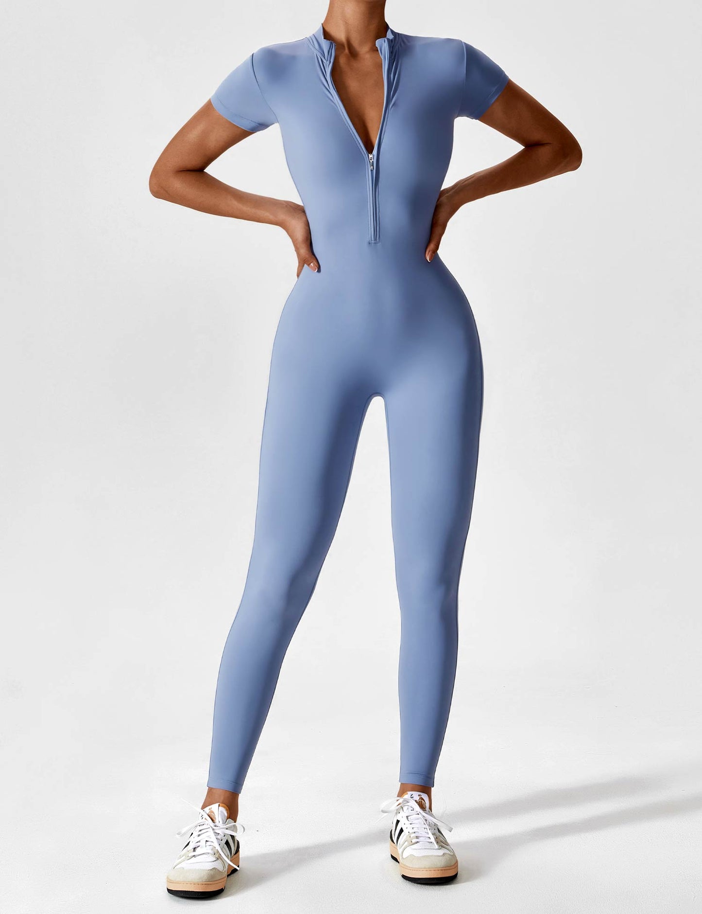 Mila Jumpsuit met lange mouwen/korte mouwen en ritssluiting