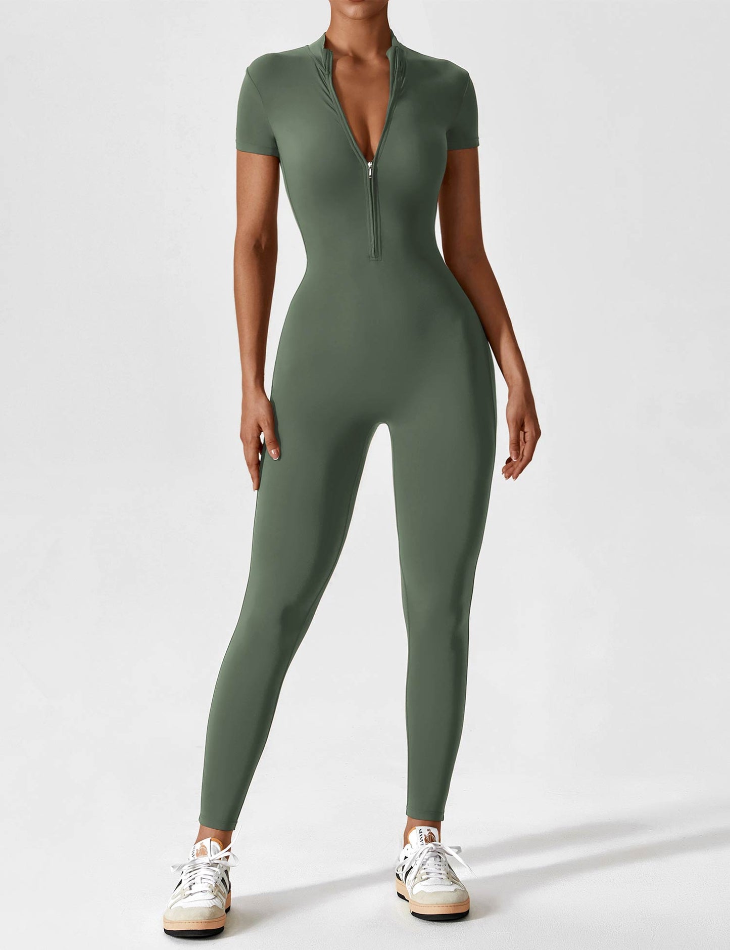 Mila Jumpsuit met lange mouwen/korte mouwen en ritssluiting