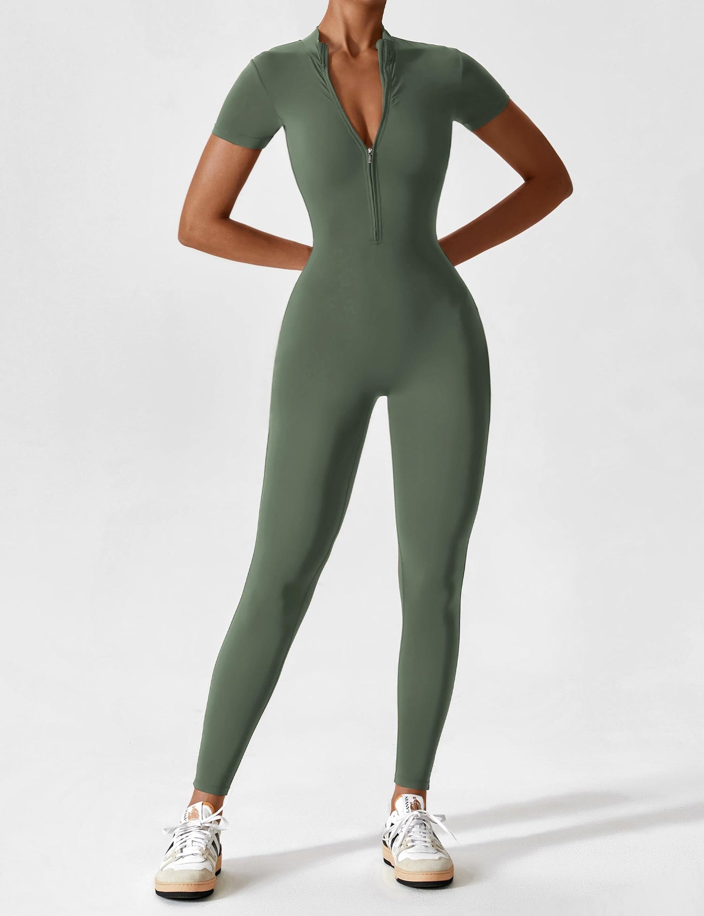 Mila Jumpsuit met lange mouwen/korte mouwen en ritssluiting