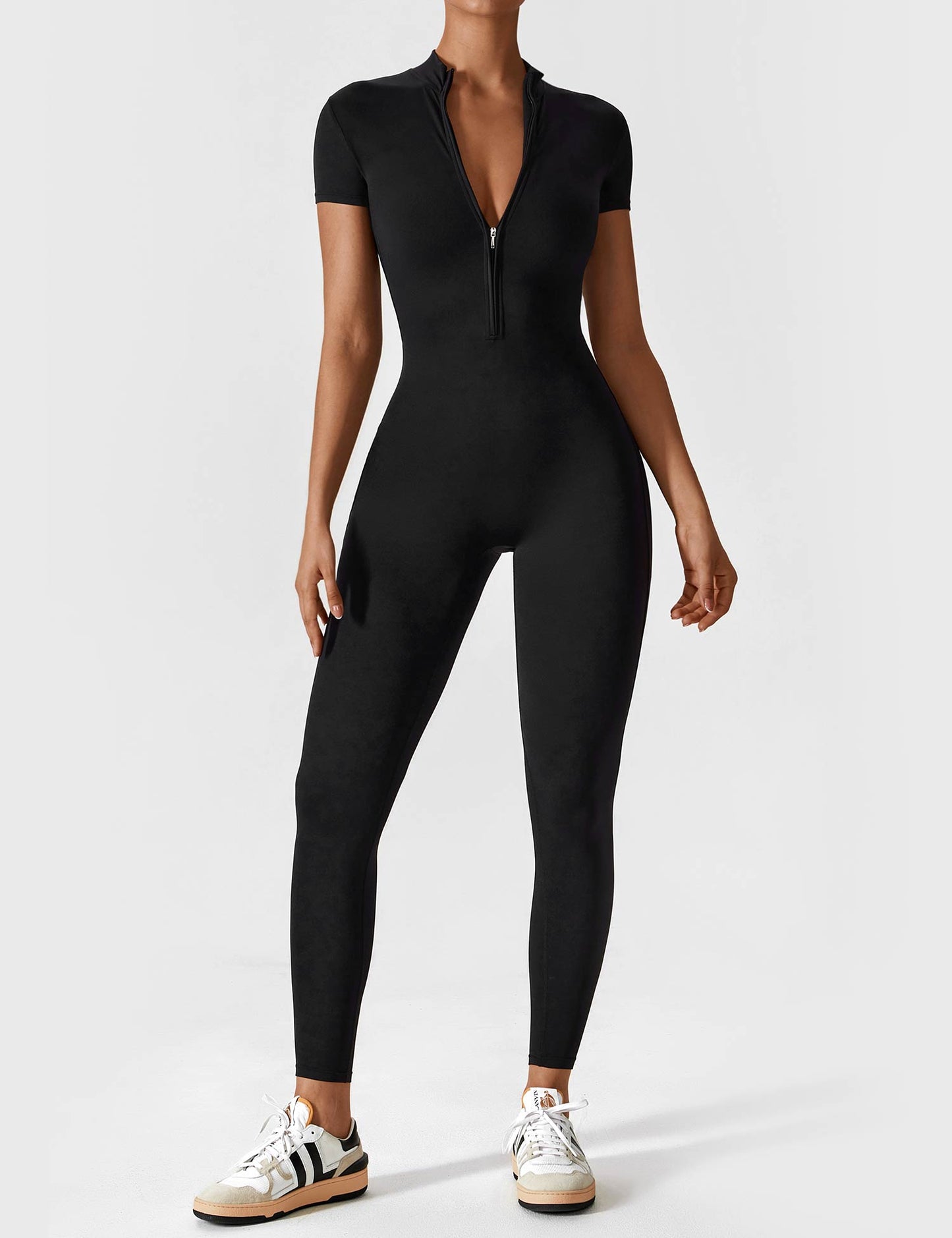 Mila Jumpsuit met lange mouwen/korte mouwen en ritssluiting