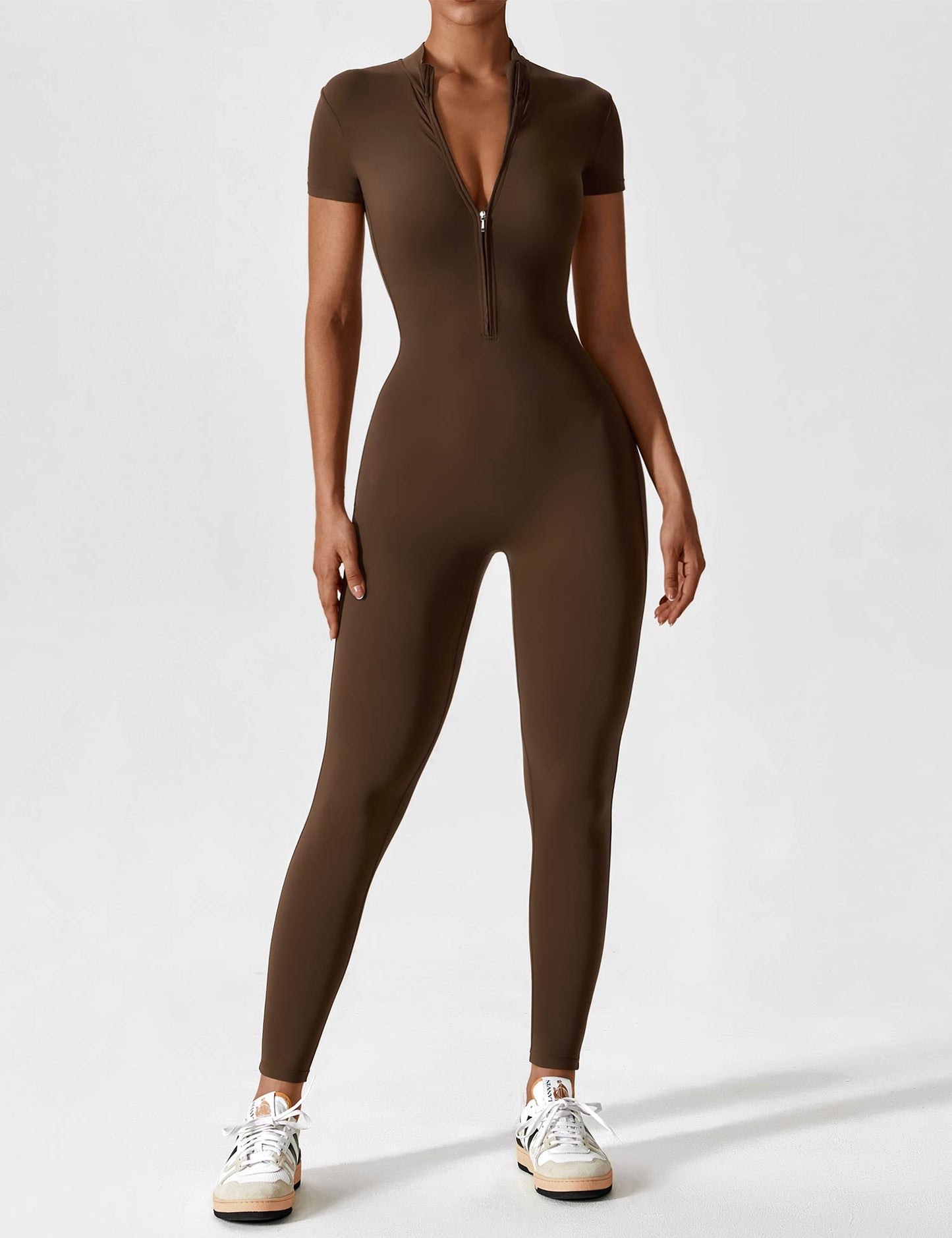 Mila Jumpsuit met lange mouwen/korte mouwen en ritssluiting