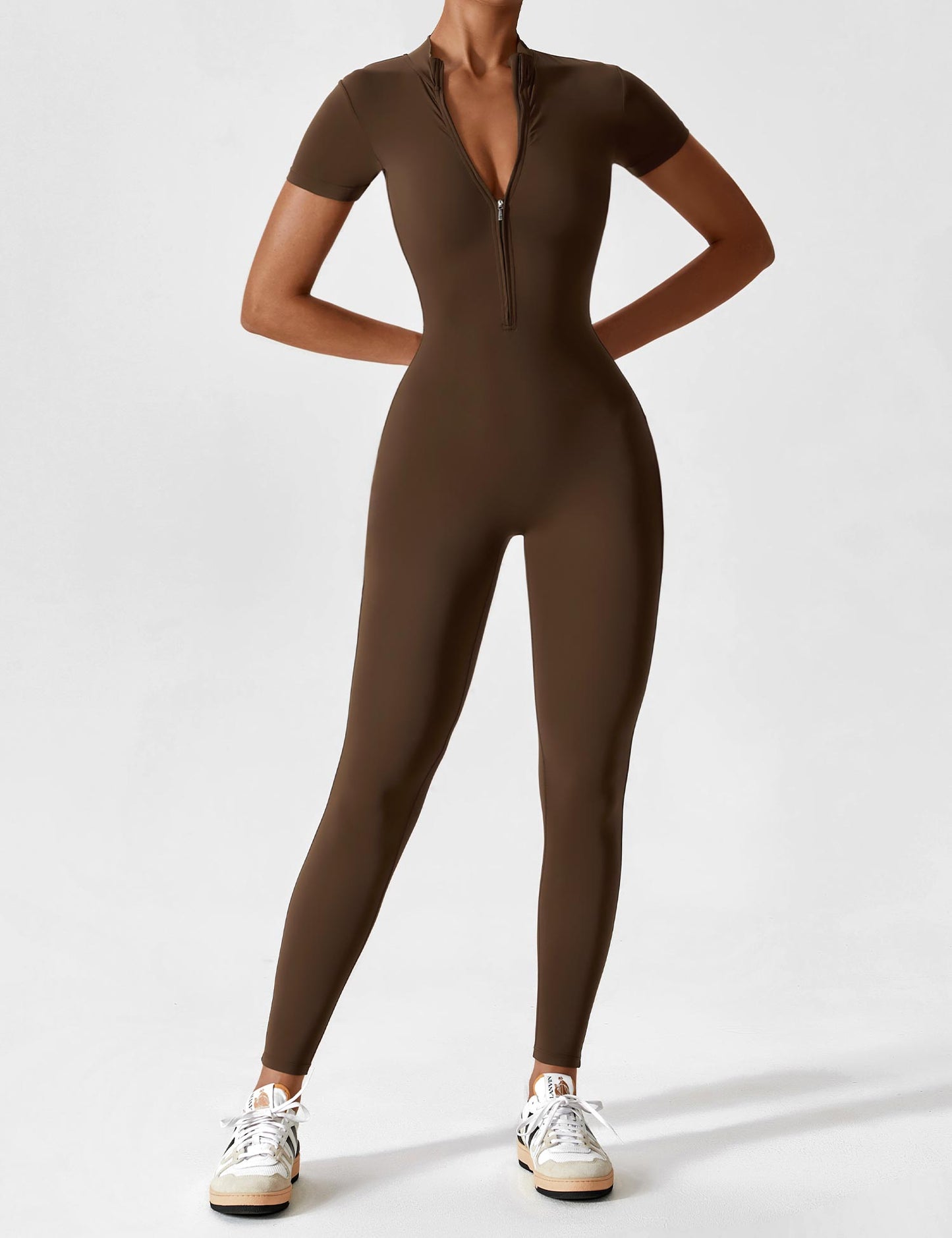 Mila Jumpsuit met lange mouwen/korte mouwen en ritssluiting